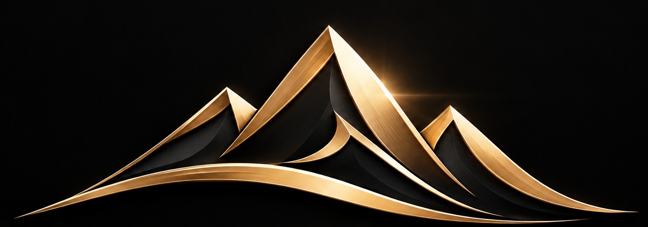 Goldenes Bergsymbol der Marke Silkmountain